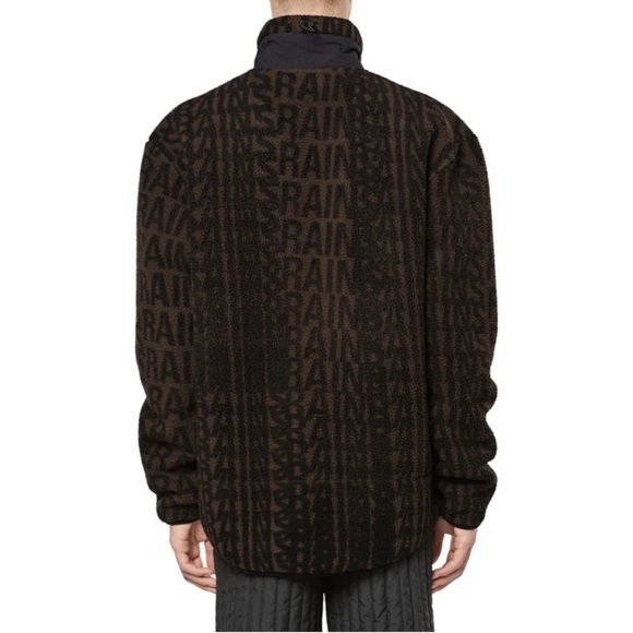 RAINS | NWT Gorpcore Streetwear Heavy Fleece Jacket Wood Black Monogram | XS - Picture 2 of 15